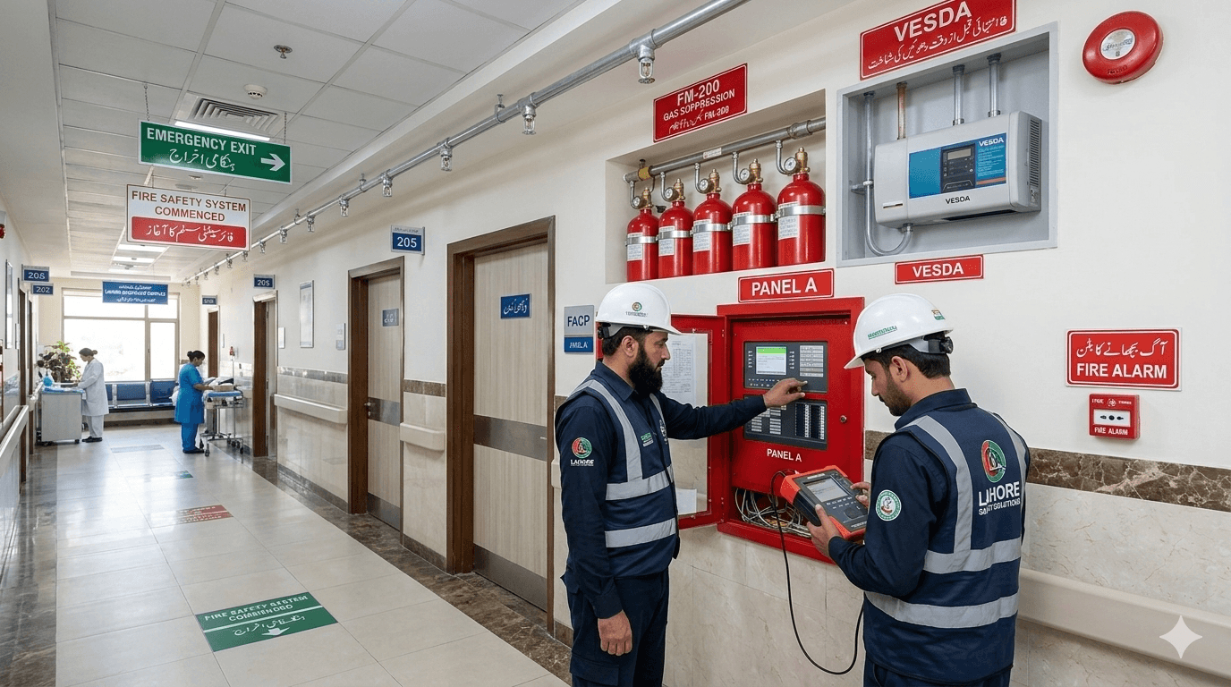 Fire Safety System Installation in Pakistani Hospital Complex