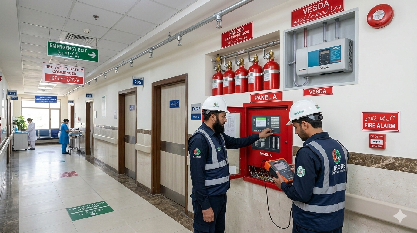 Fire Safety System Installation in Pakistani Hospital Complex